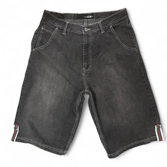 VTG Retro Y2K Men's Black Denim Shorts Size Waist 34” - Picture 2 of 6